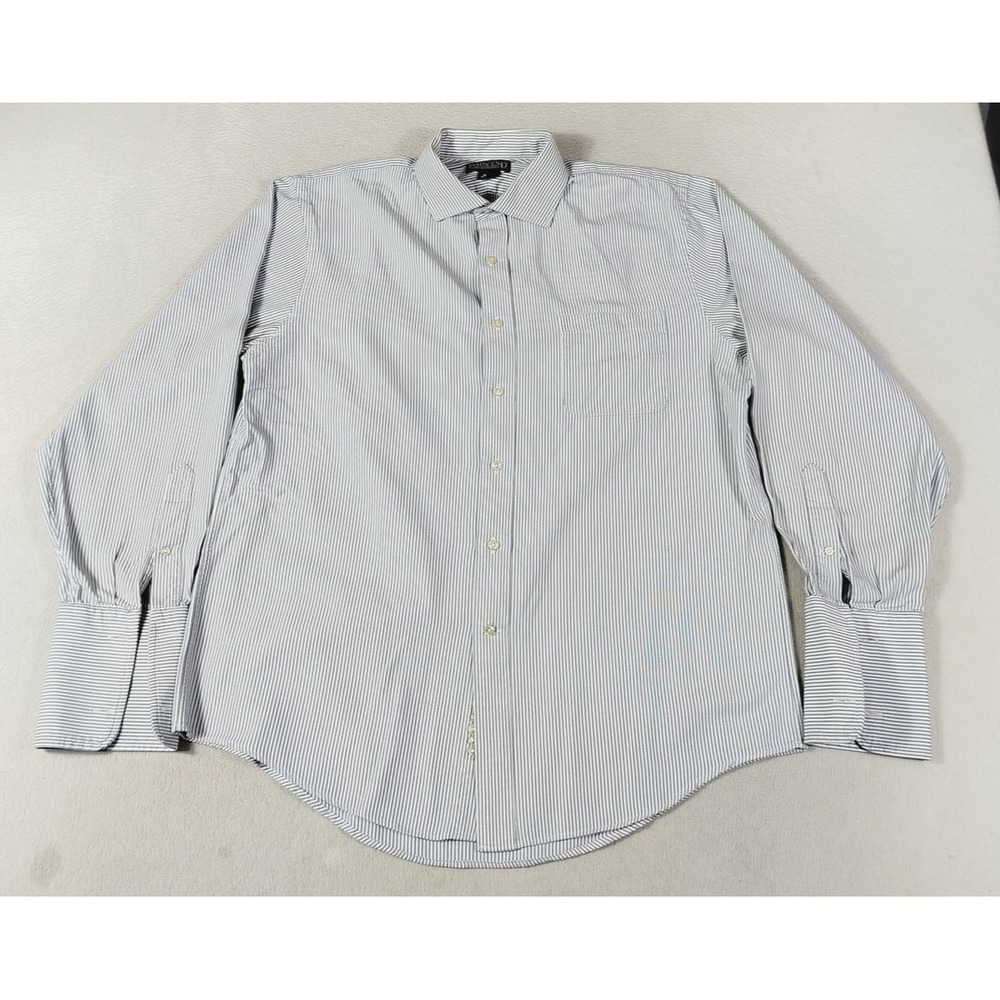 Lands' End Dress Shirt Mens 16 34/35 Blue Pinstripe‎ Regular Fit Business Casual